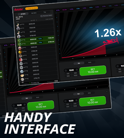 Easy interface in Aviator game for Indian players